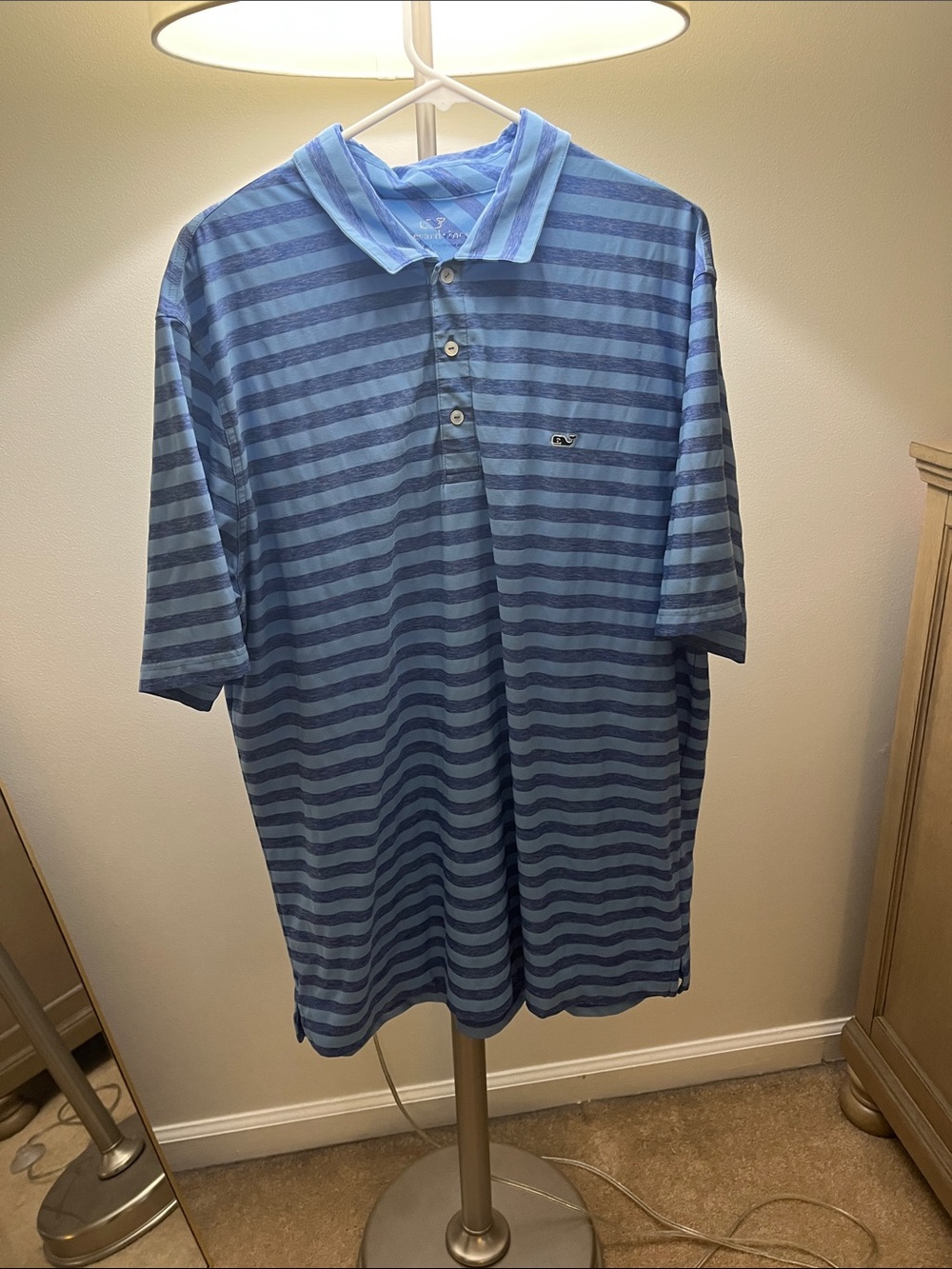 Men's Blue Striped Polo Shirt vineyard vines performance xl